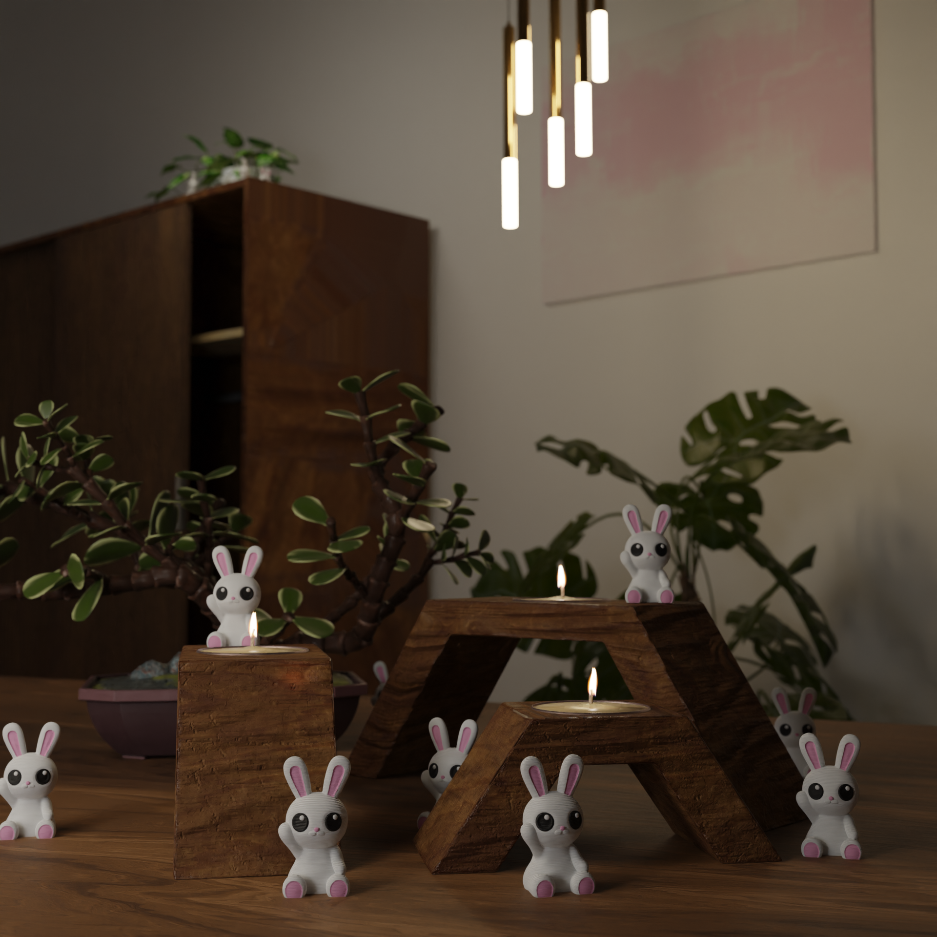 Small bunny figurine on a coffee table, cute miniature animal decoration and funny bunny gift for living room or lounge decor