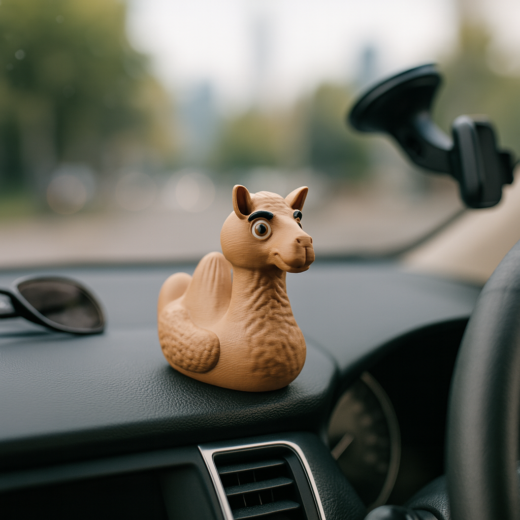 Funny Camel Duck figurine for car dashboard, animal-themed miniature decoration and unique duck gift for car or vehicle interior