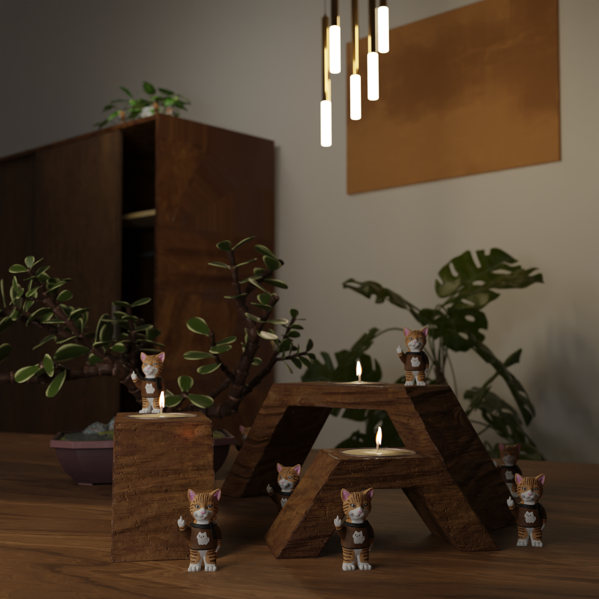 Small cat figurine on a coffee table, cute miniature pet decoration and funny cat gift for living room or lounge decor