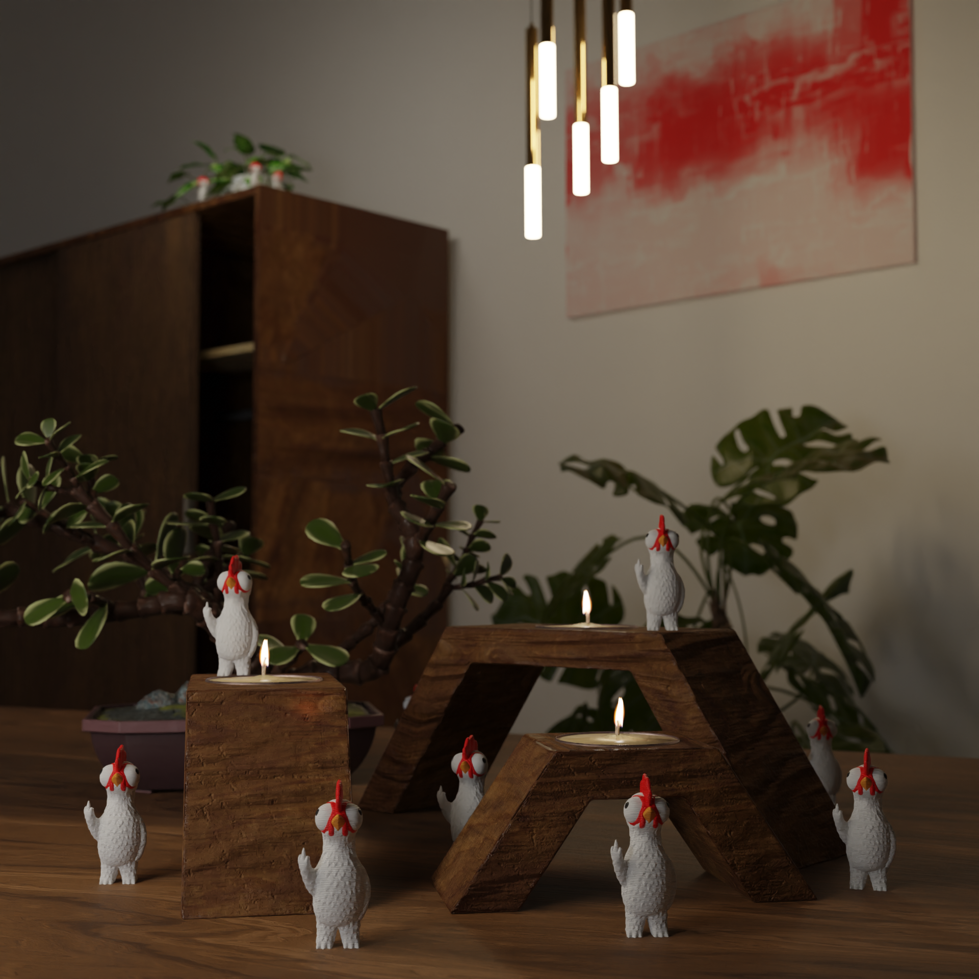 Small chicken figurine placed next to a computer, miniature farm animal decoration and funny chicken gift for office desk workspace