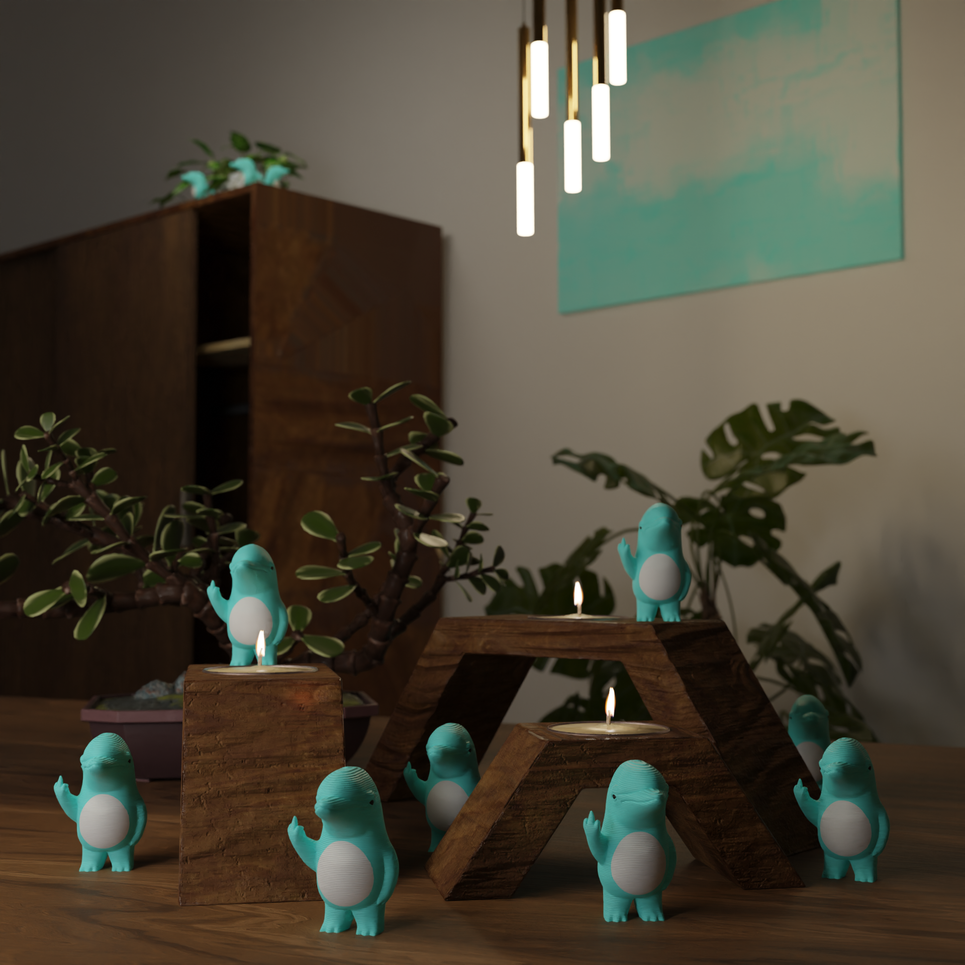 Small dolphin figurine displayed on a closet, funny miniature sea animal decoration and quirky dolphin gift for stylish home interior