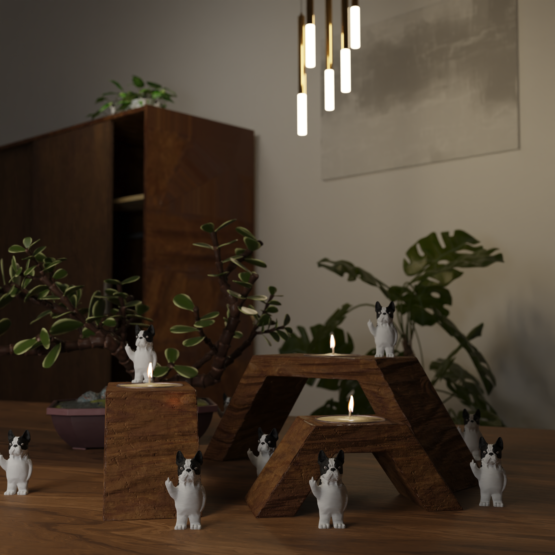 Small French Bulldog figurine displayed on a closet, miniature animal decoration and funny gift for stylish or quirky home interior