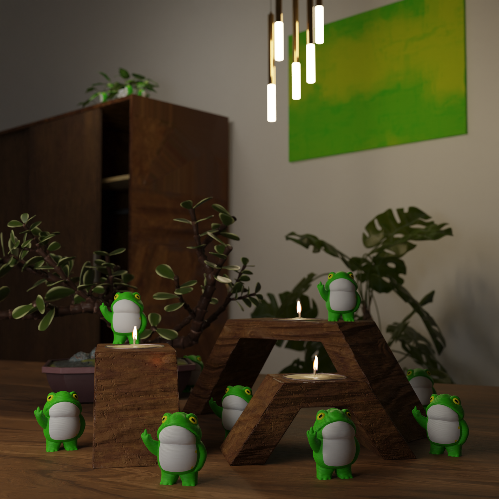 Small frog figurine on a coffee table, cute miniature animal decoration and funny frog gift for living room or lounge decor