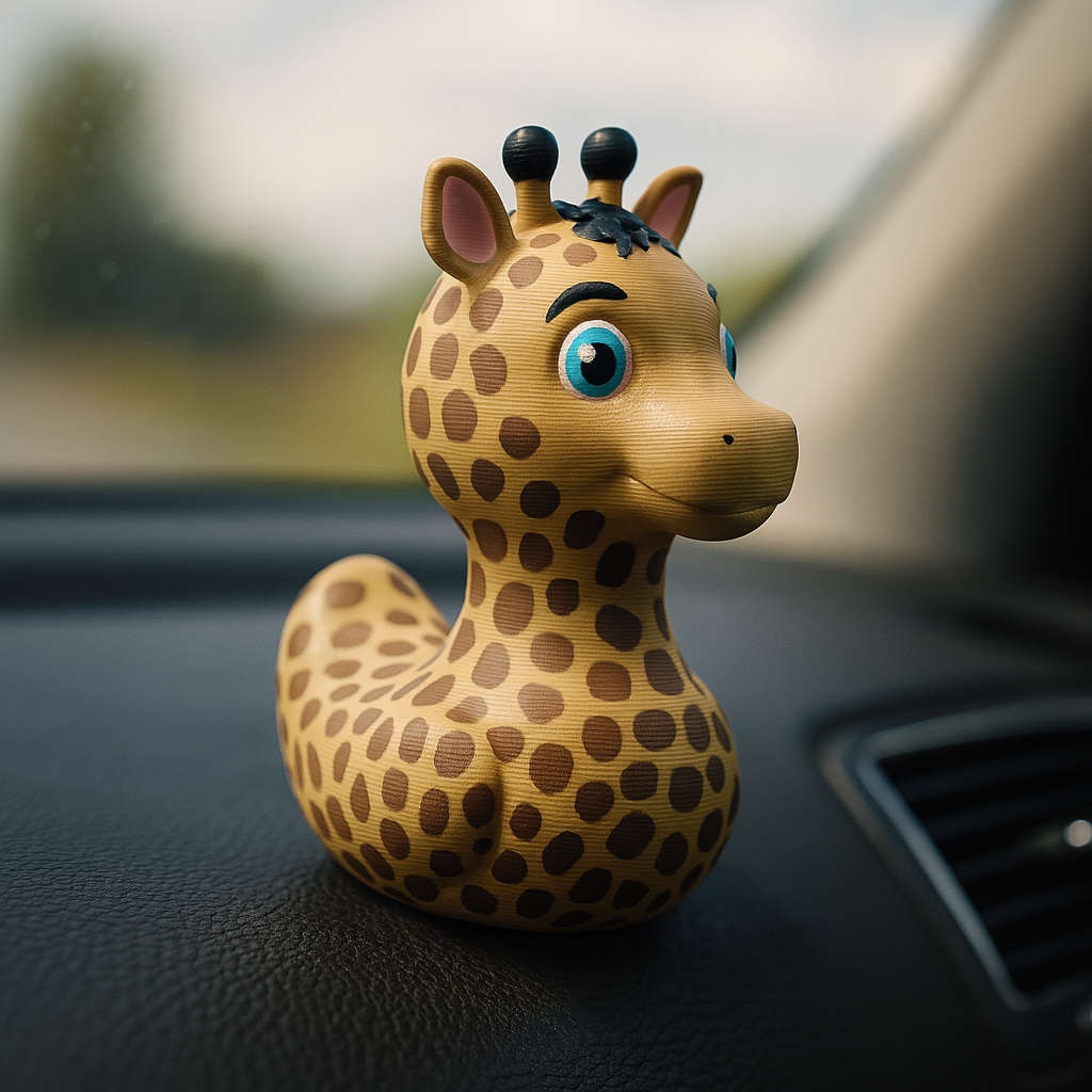 Funny Giraffe Duck figurine for car dashboard, animal-themed miniature decoration and unique duck gift for car or vehicle interior