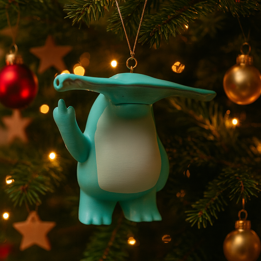 Funny Hammerhead Shark ornament hanging in a Christmas tree, cute miniature ocean animal decoration and unique shark gift for festive holiday decor