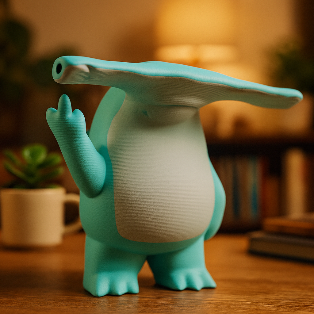 Small Hammerhead Shark figurine on a desk, funny miniature sea animal decoration and unique shark gift for office or home workspace