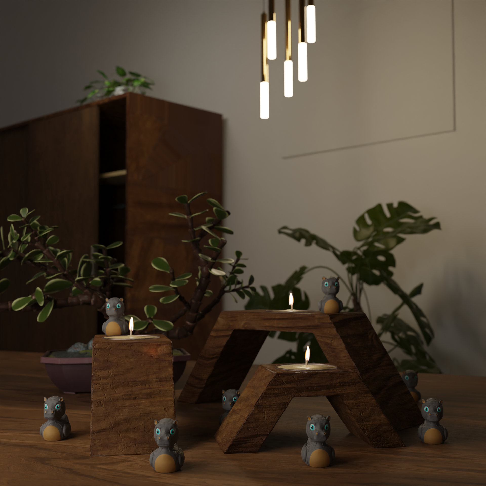 Small Hippo Duck figurine on a coffee table, cute animal-themed miniature decoration and funny Hippo Duck gift for living room or lounge decor