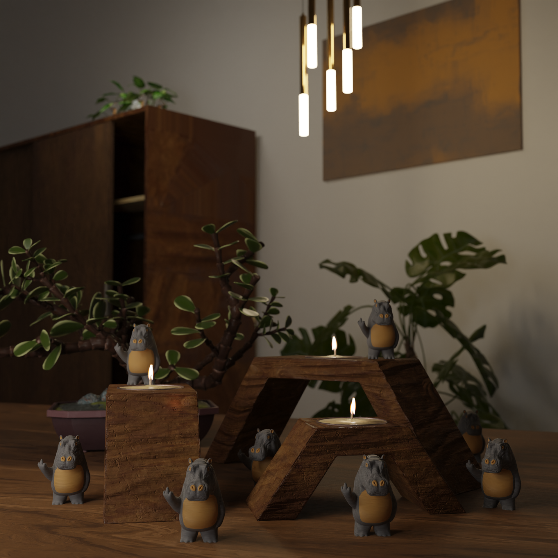 Small hippo figurine displayed on a closet, funny miniature wild animal decoration and quirky hippo gift for stylish home interior