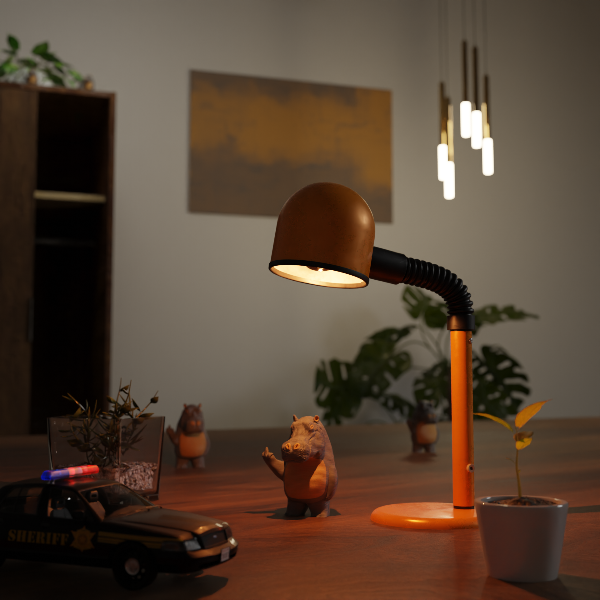 Small hippo figurine on a coffee table, cute miniature wild animal decoration and funny hippo gift for living room or lounge decor