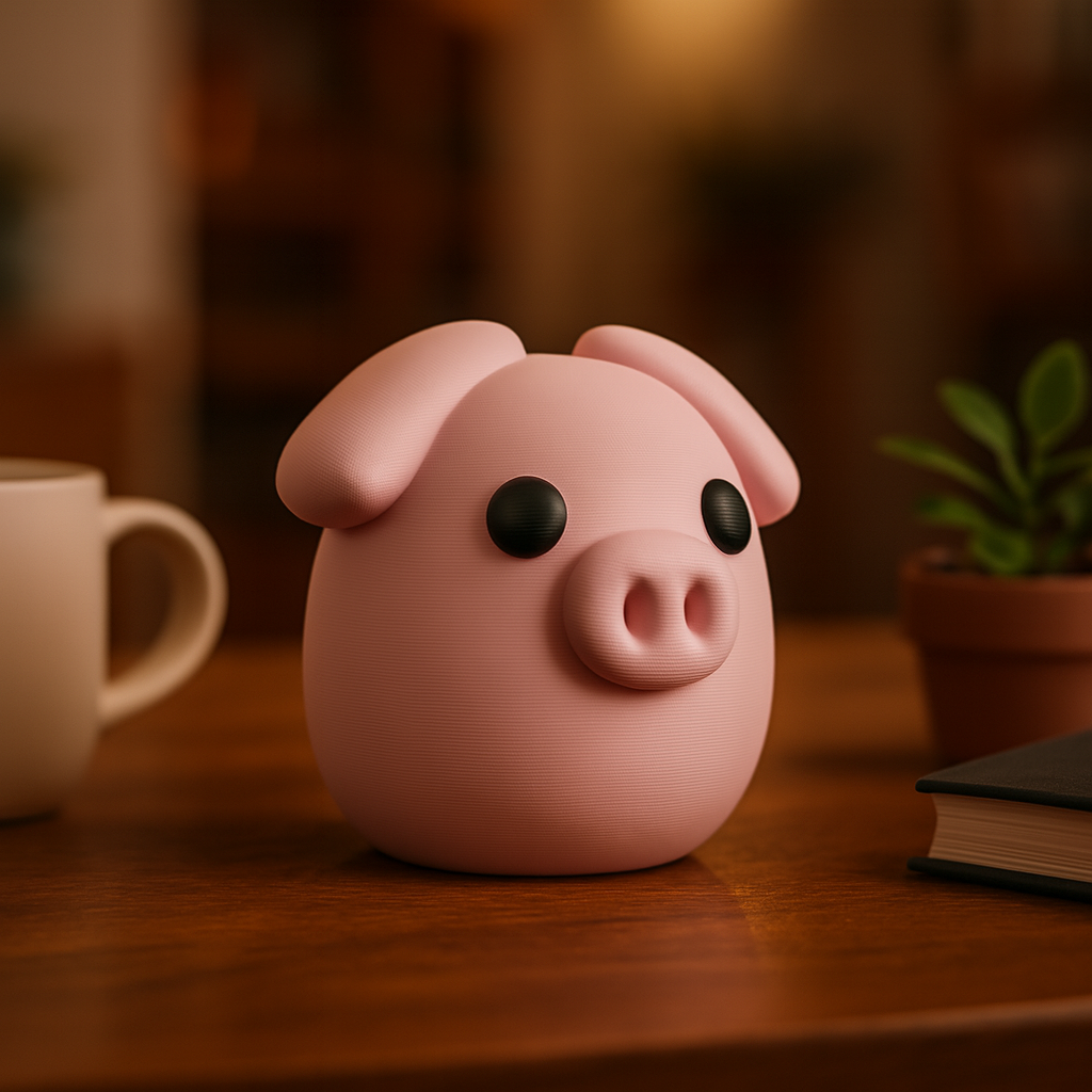 Small pig figurine displayed on a shelf, cute miniature farm animal decoration and funny pig gift for home interior display
