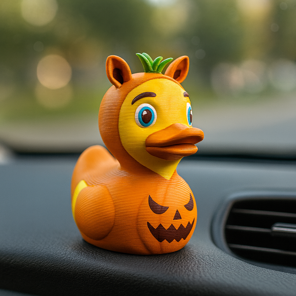 Funny Pumpkin Duck figurine for car dashboard, spooky miniature decoration and unique Halloween duck gift for car or vehicle interior
