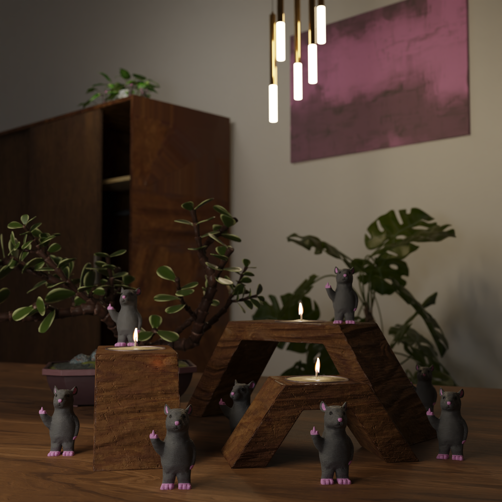 Small rat figurine on a coffee table, cute miniature animal decoration and funny rat gift for living room or lounge decor