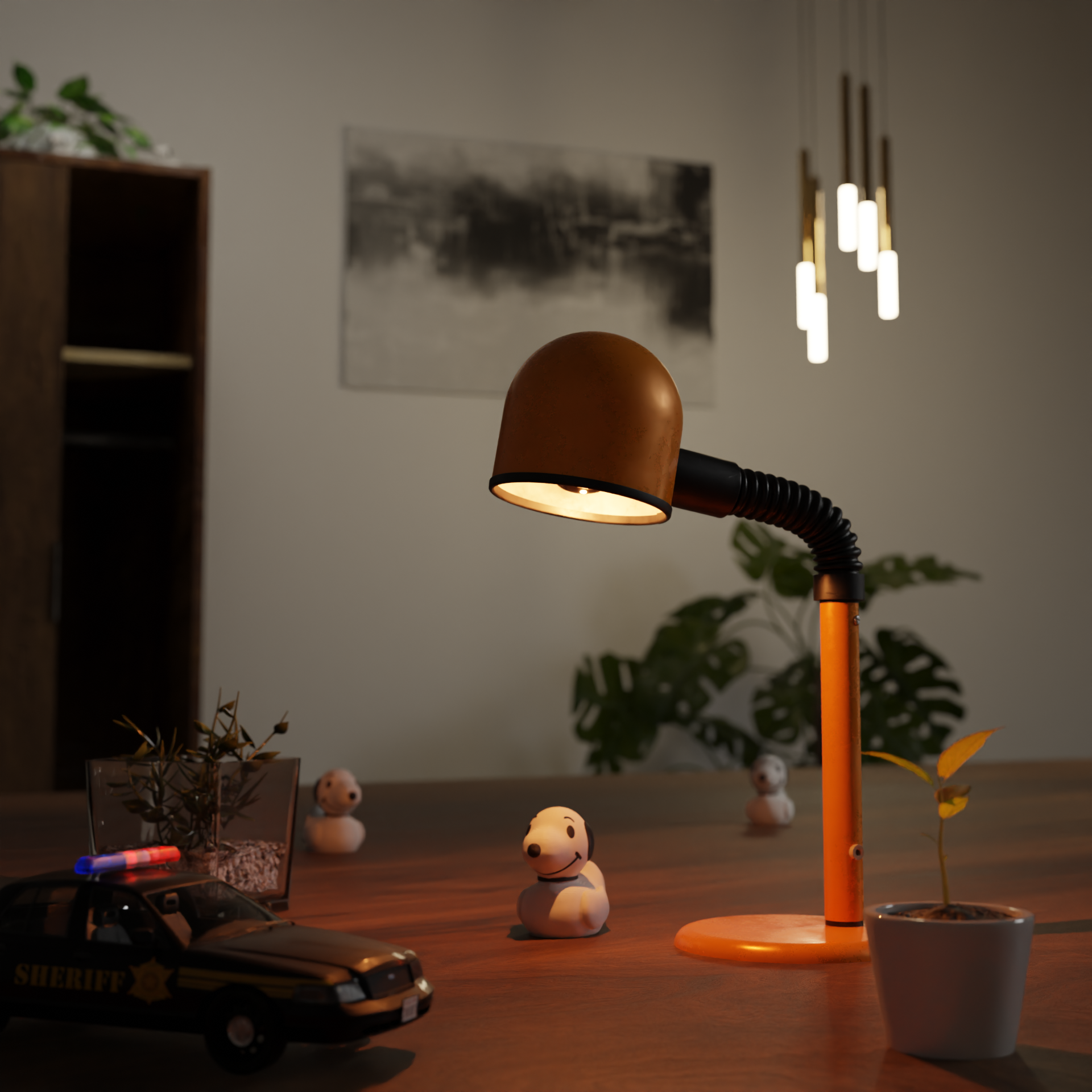 Small Snoopy Duck figurine displayed on a closet, funny miniature animal decoration and quirky Snoopy Duck gift for stylish home interior