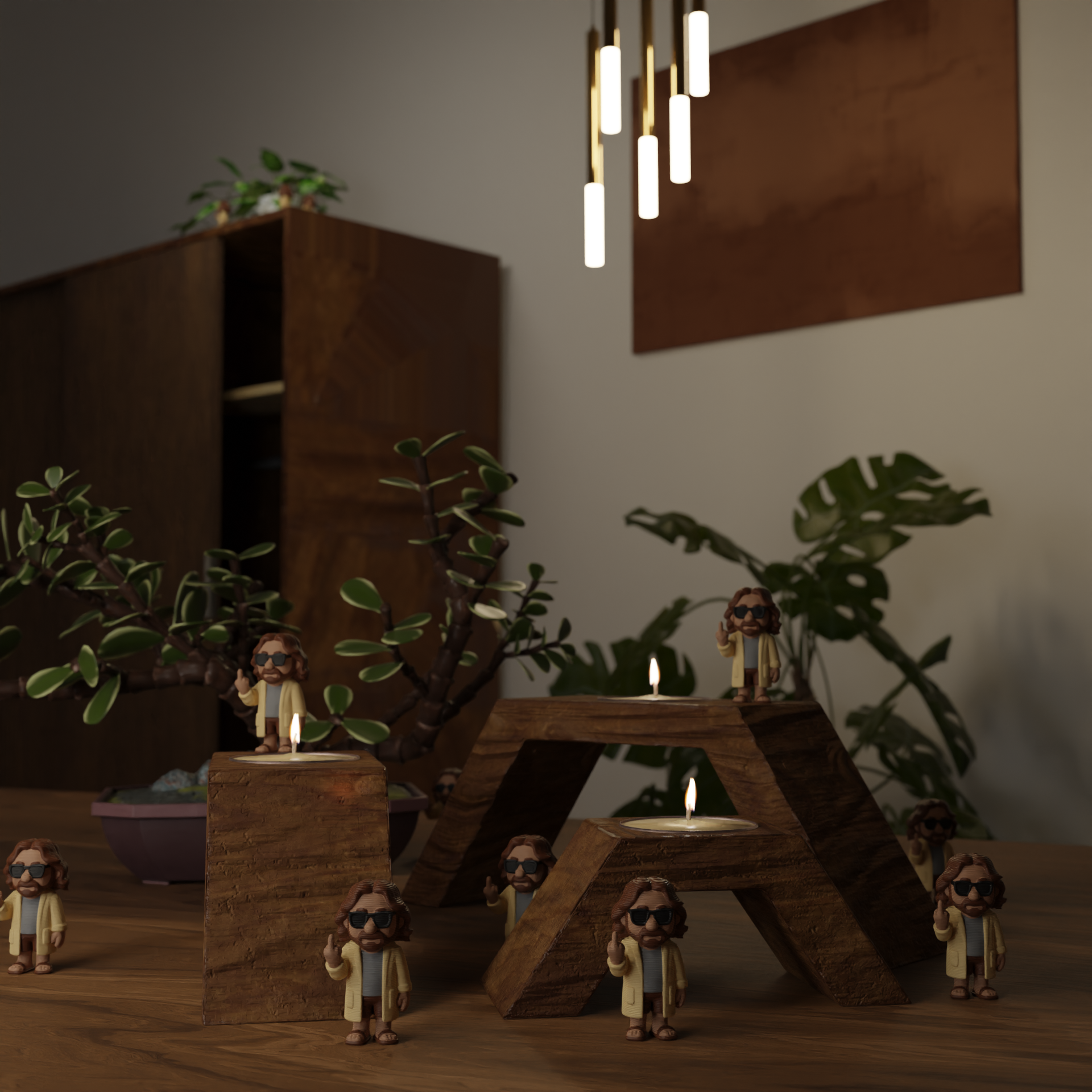 Small The Dude figurine displayed on a closet, funny miniature decoration and cool gift for cult movie fans and home interior