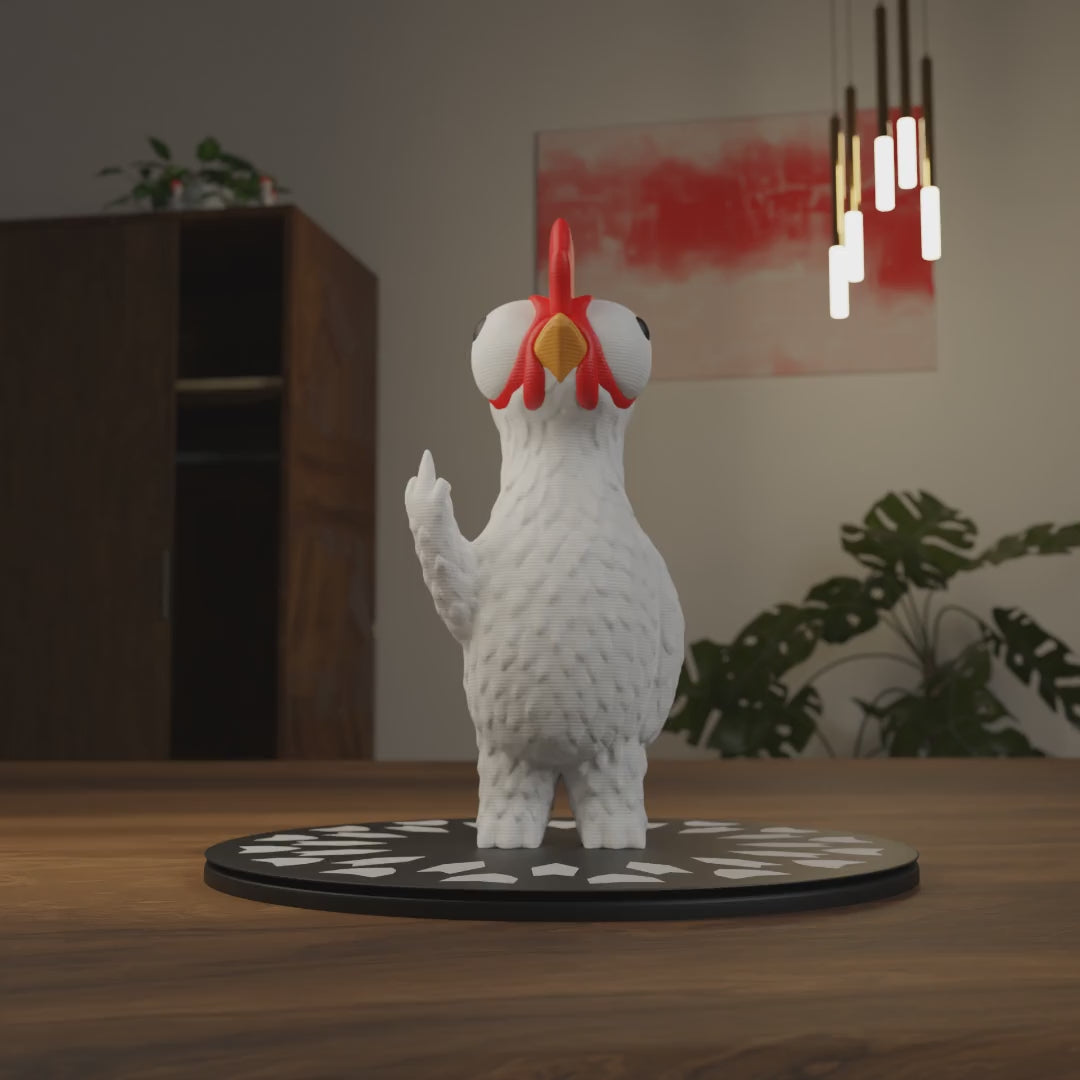 Small chicken figurine displayed on a closet, funny miniature farm animal decoration and quirky chicken gift for stylish home interior