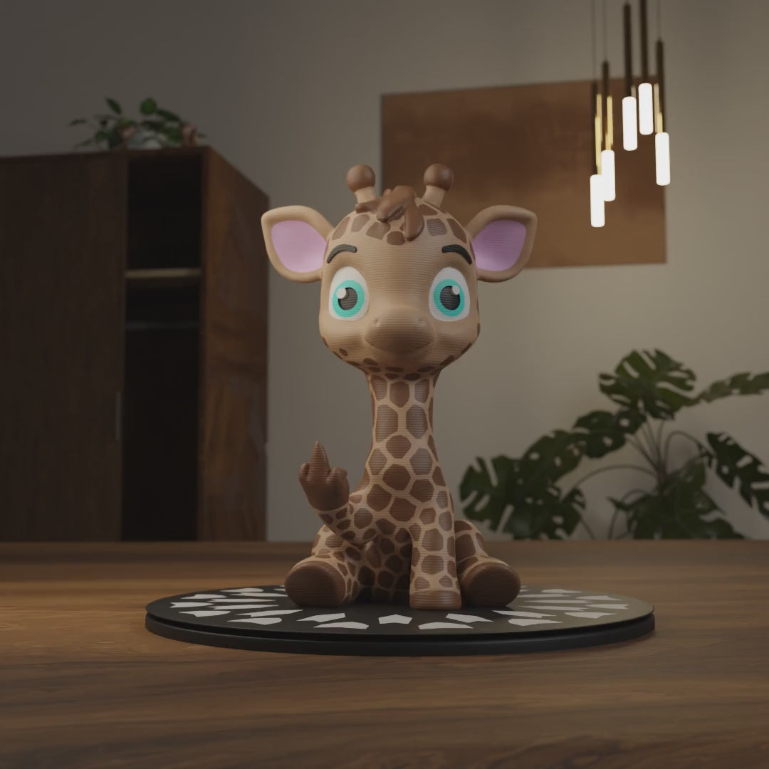 Baby Giraffe Flipping the Middle Finger