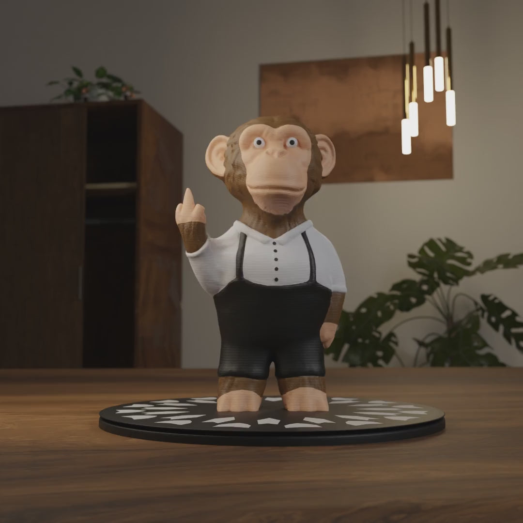 Small ape figurine displayed on a shelf, cute miniature wild animal decoration and funny ape gift for home interior display