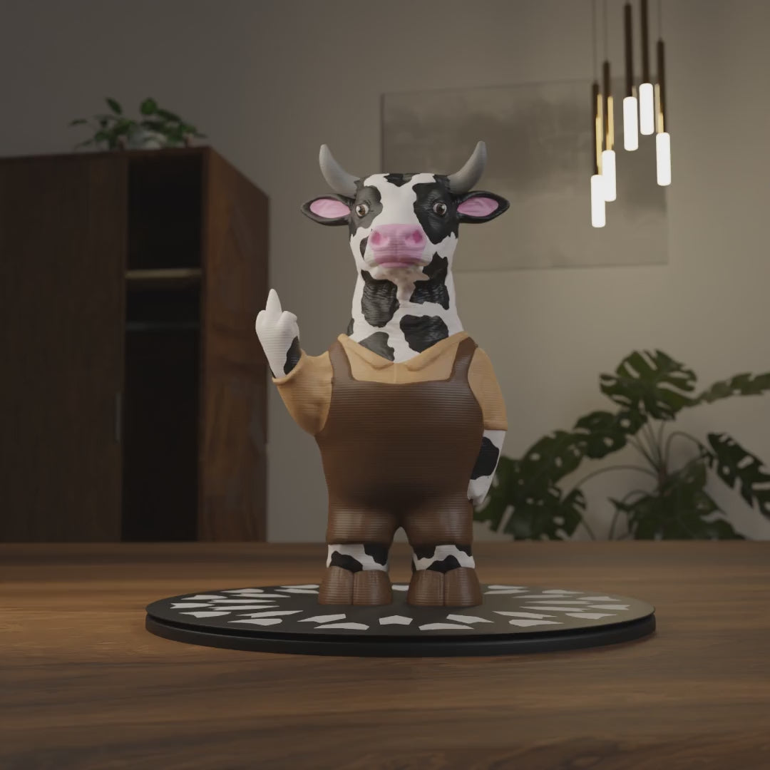 Small cow figurine on a coffee table, cute miniature farm animal decoration and funny cow gift for living room or lounge deco
