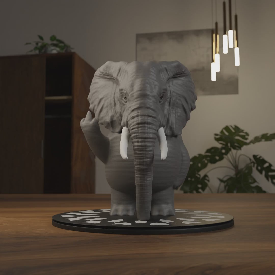 Small elephant figurine displayed on a shelf, cute miniature wild animal decoration and funny elephant gift for home interior display