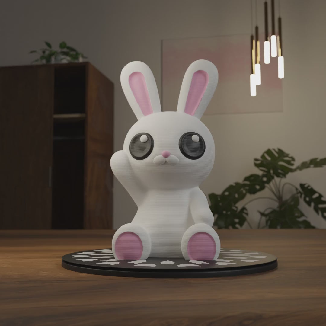 Small bunny figurine displayed on a shelf, cute miniature animal decoration and funny bunny gift for home interior display