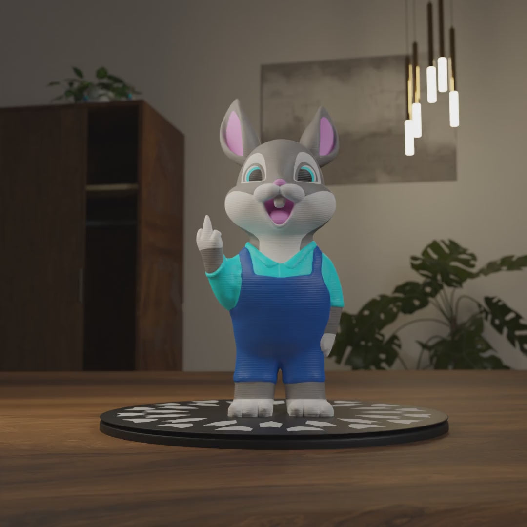 Small rabbit figurine on a desk, funny miniature animal decoration and unique rabbit gift for office or home workspace