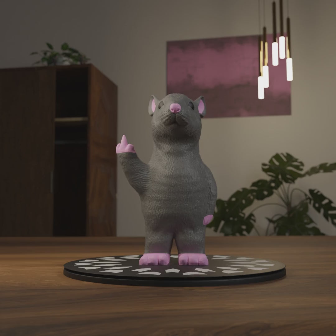 Small rat figurine displayed on a shelf, cute miniature animal decoration and funny rat gift for home interior display