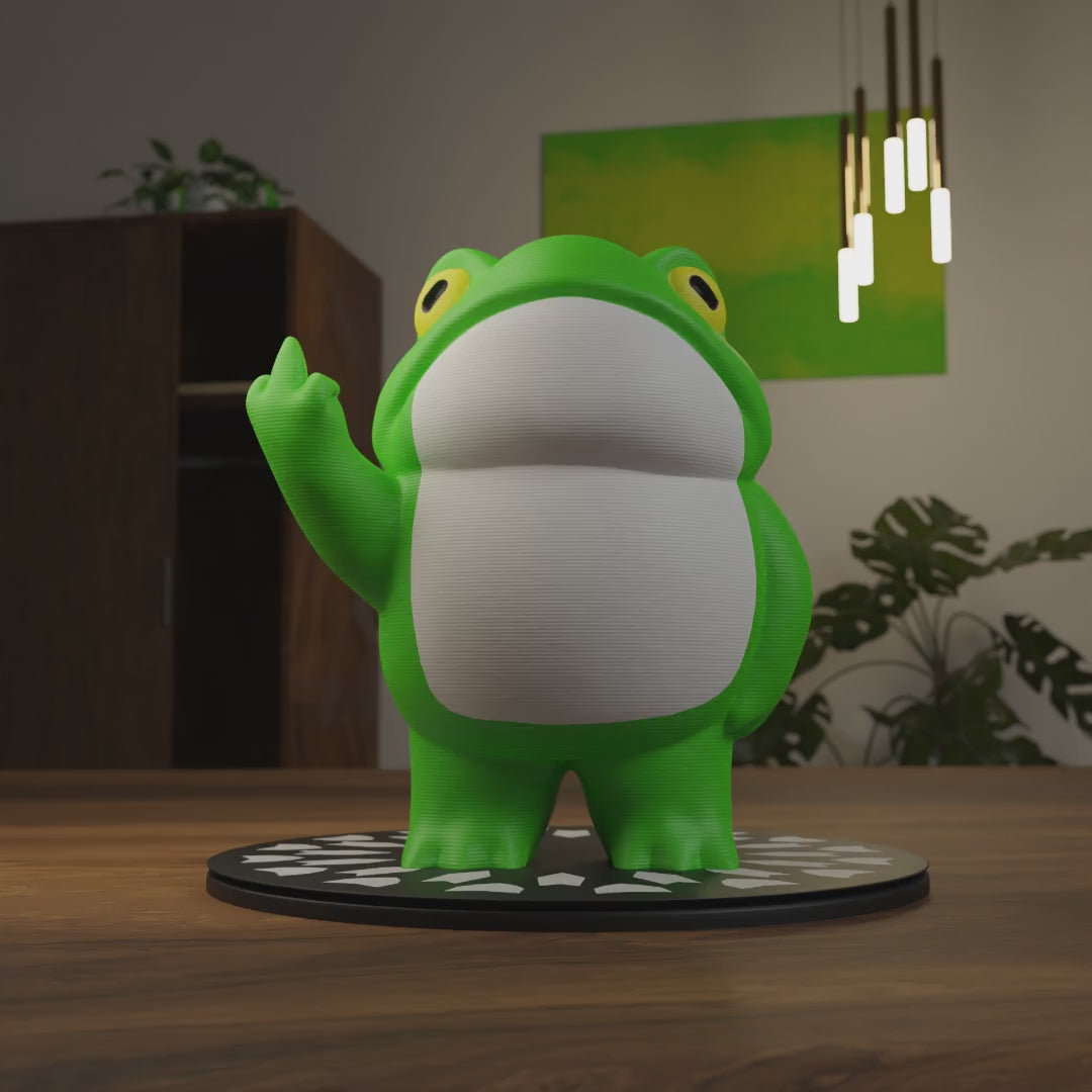 Small frog figurine displayed on a shelf, cute miniature animal decoration and funny frog gift for home interior display