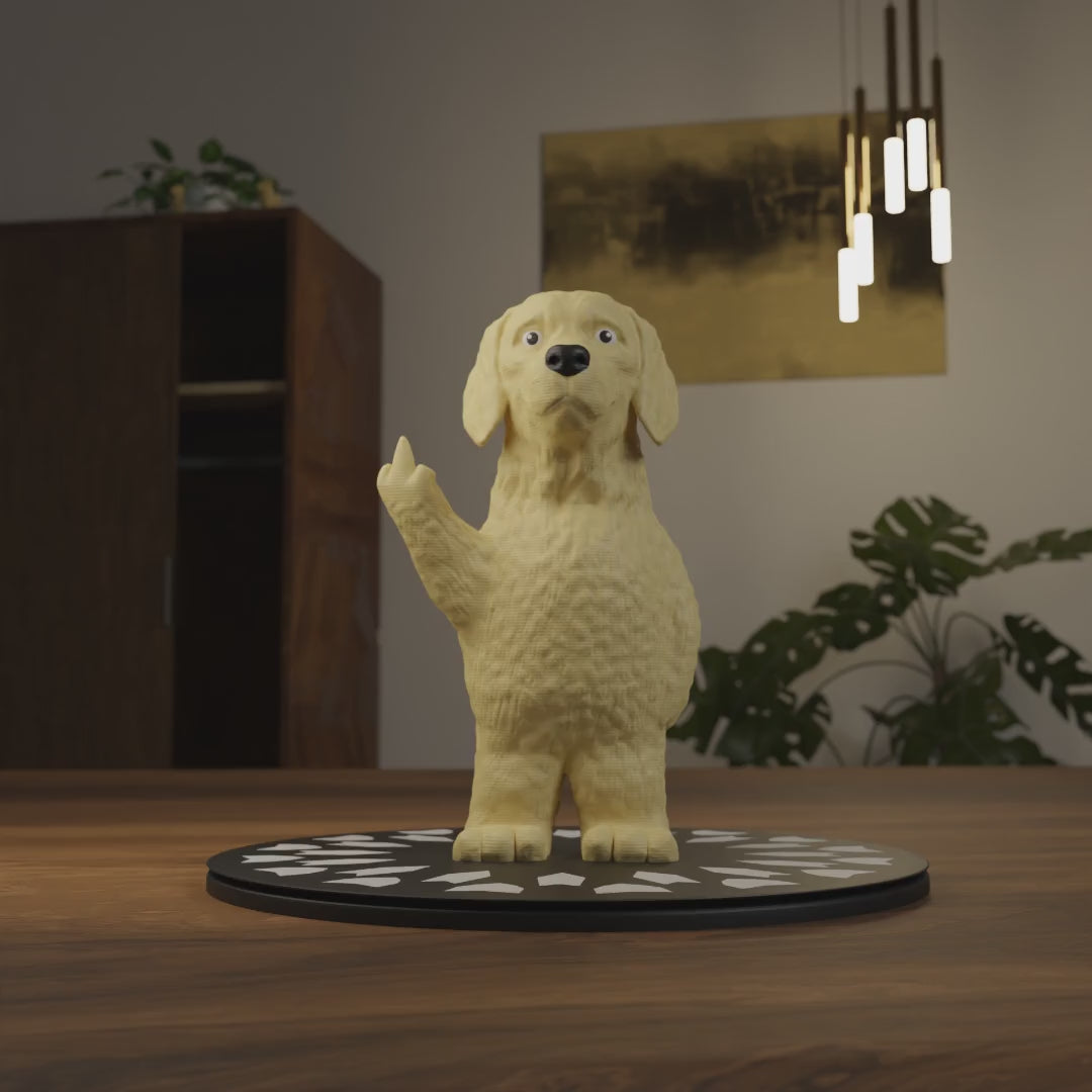 Small Golden Retriever figurine displayed on a closet, funny miniature dog decoration and quirky Golden Retriever gift for stylish home interior